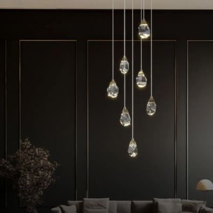 Marilyn Luminaire Or Suspension Verre/Métal Pierres Chambre/Salon