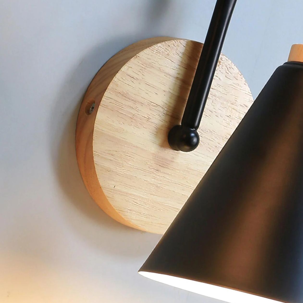 Ozawa Minimalism White Metal Wood Wall Lamp Dining Room Bedroom