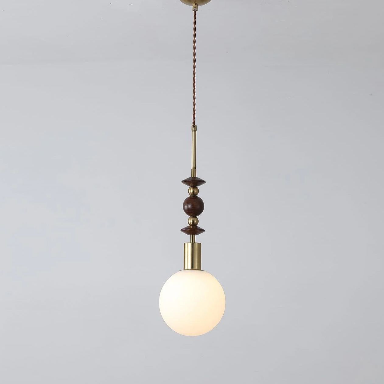Hailie Minimalism Metal Glass Wood Pendant Light Bedroom Living Room