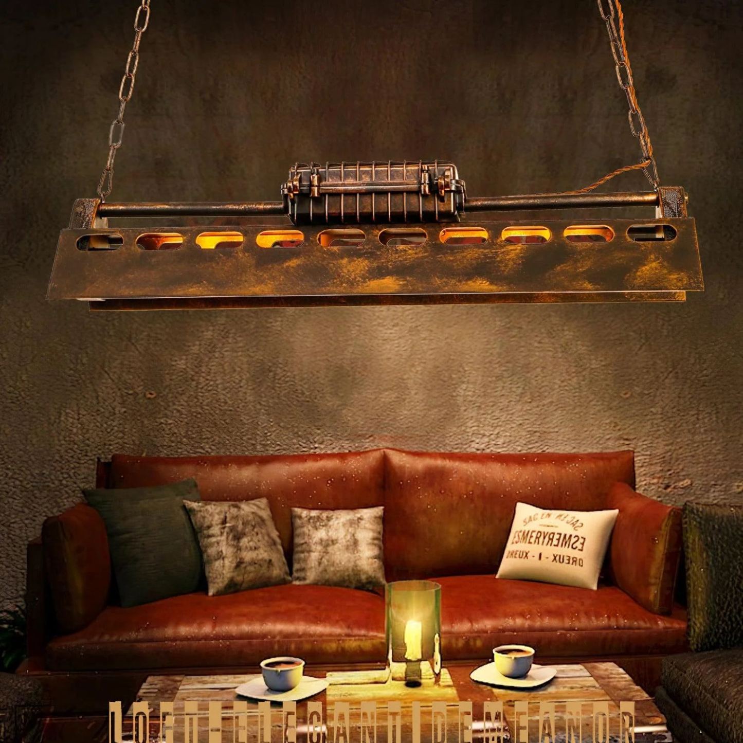 Alessio Antique Rust Color Metal Pendant Light Bedroom Living Room