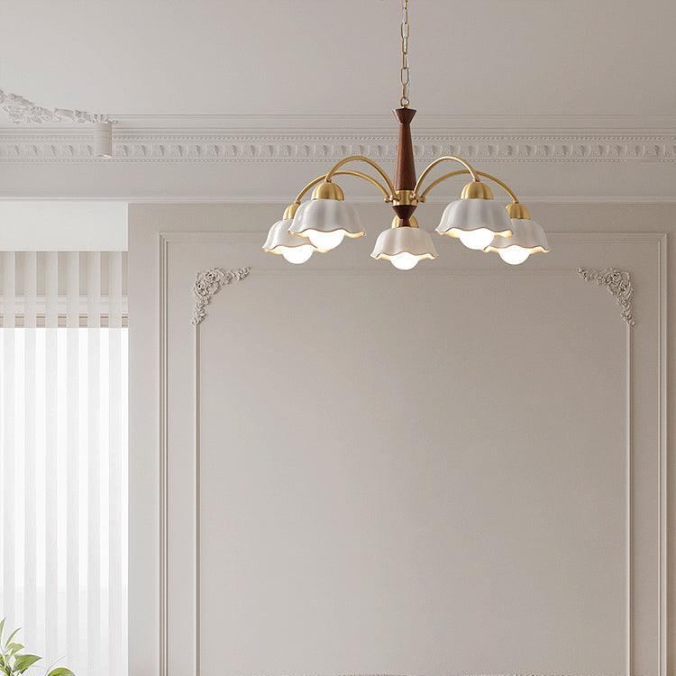 Valentina Vintage Brass Glass Chandelier Shades Living Dining Room