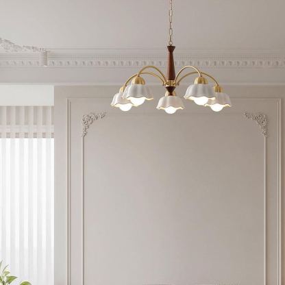 Valentina Vintage Brass Glass Chandelier Shades Living Dining Room