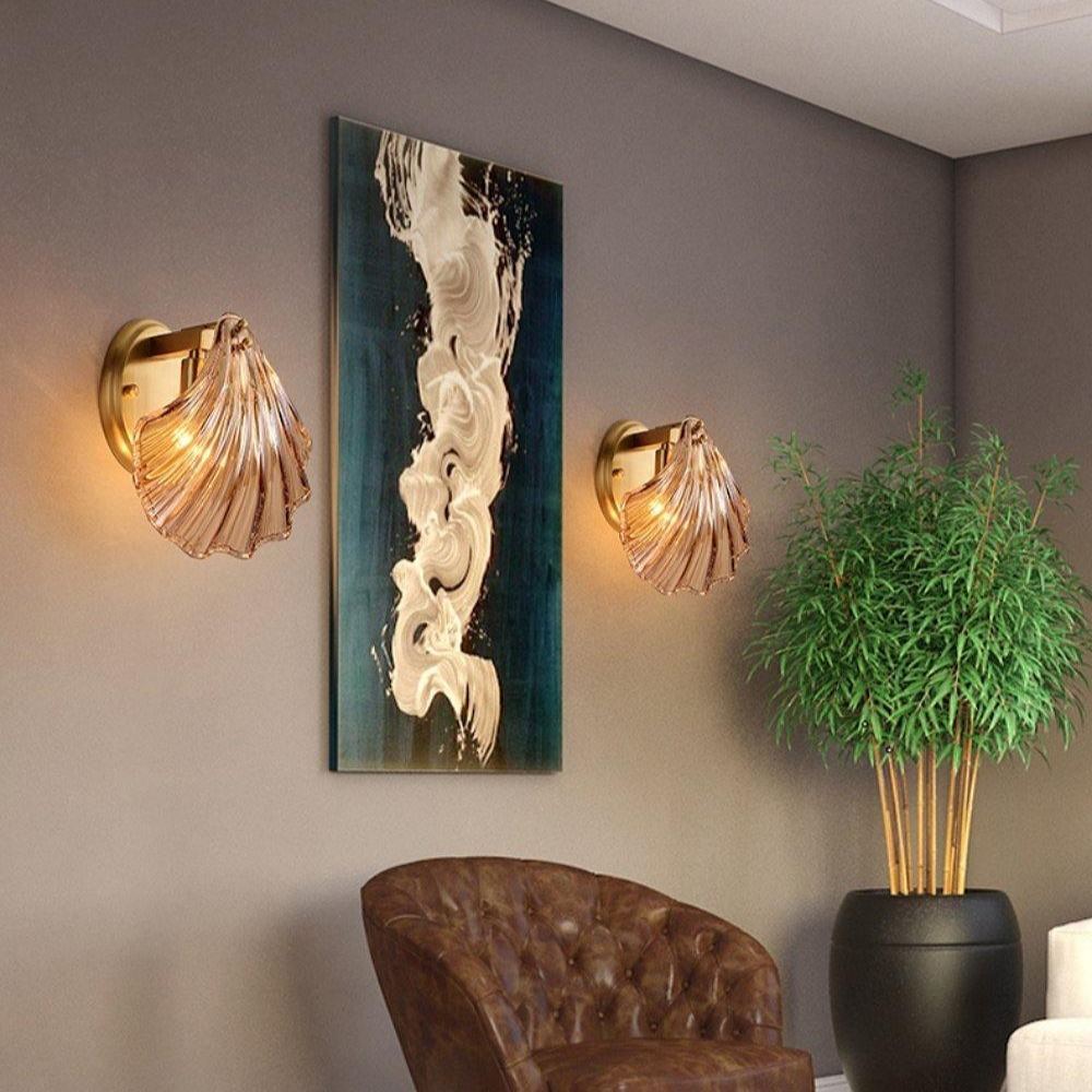Orr Modern Unusual Shell Glass Wall Light Bedroom Living Room