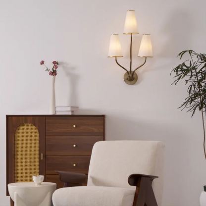 Alessio Vintage Classical Brass Fabric Wall Light Bedroom Hallway Living Room