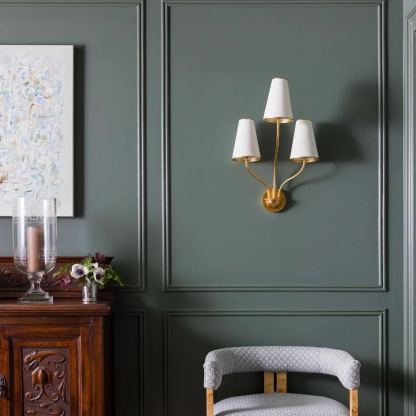 Alessio Vintage Classical Brass Fabric Wall Light Bedroom Hallway Living Room