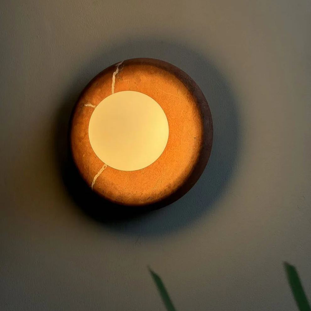 Elif Modern Round Marble Wall Light Shades Bedroom Living Room