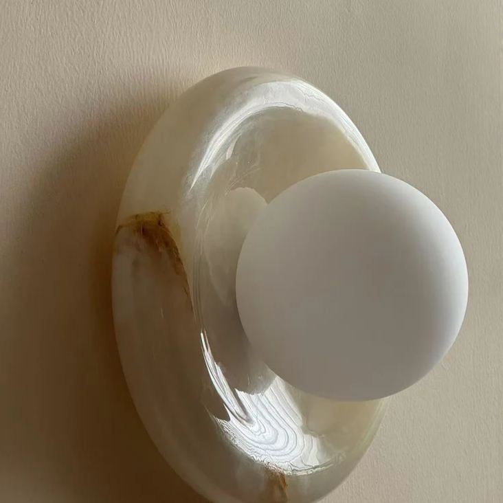 Elif Modern Round Marble Wall Light Shades Bedroom Living Room