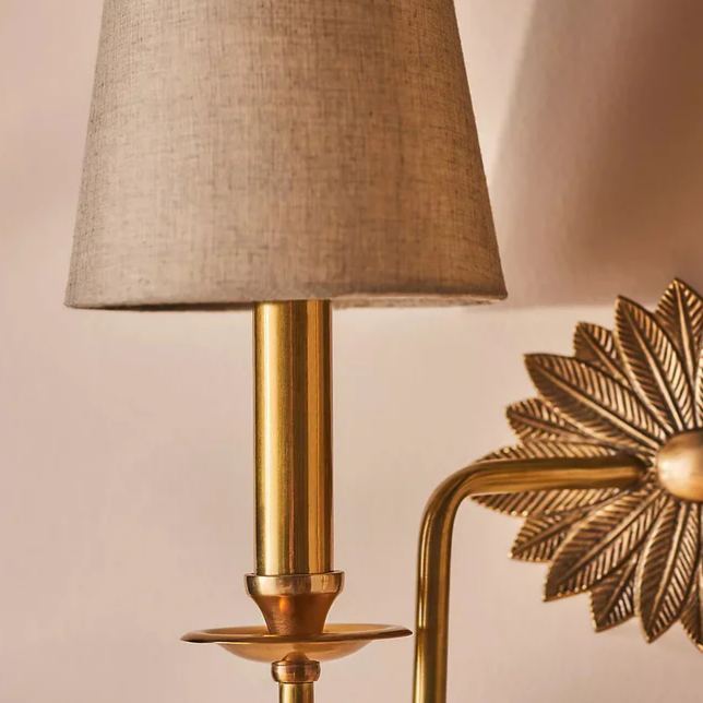 Alessio Vintage Classical Brass Fabric Wall Light Shades Bedroom Living Room