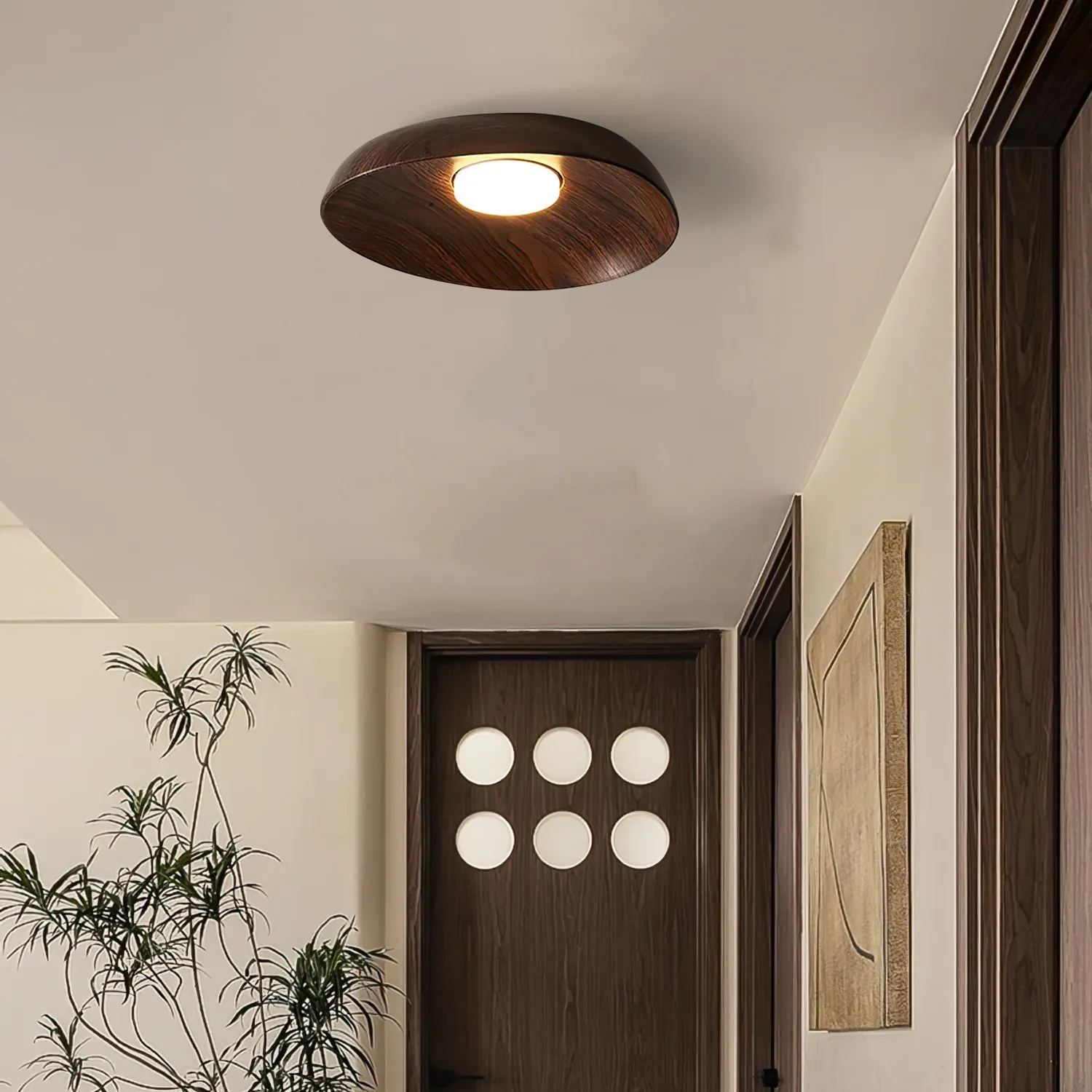 Muto Modern Round Wood Ceiling Light Bedroom Hallway Living Room