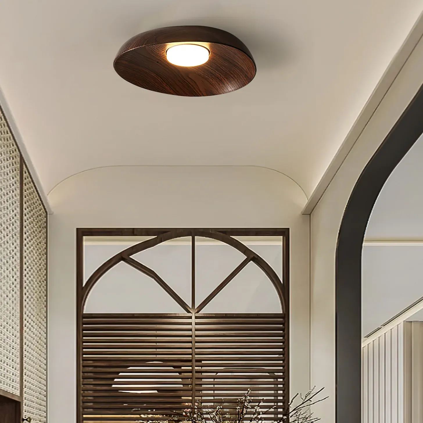 Muto Modern Round Wood Ceiling Light Bedroom Hallway Living Room