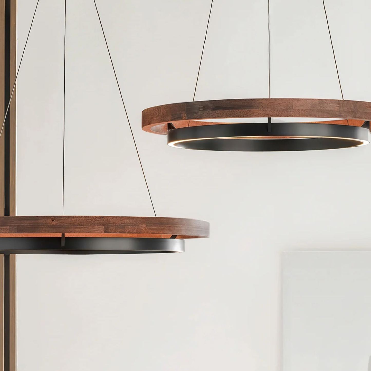 Muto Modern Round Metal Wood Chandelier Dining Living Room Bedroom