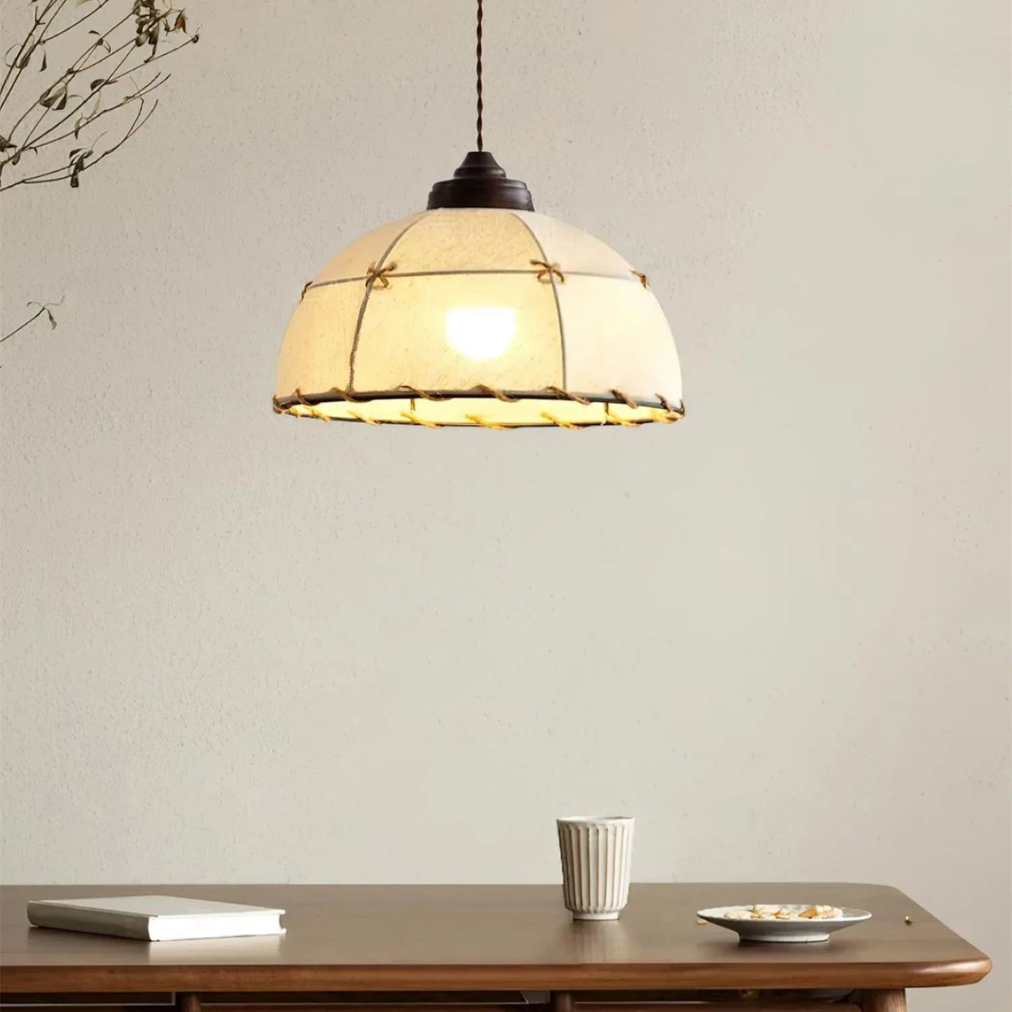 Renée Vintage Round Hanging Fabric Pendant Light Shades Dining Room
