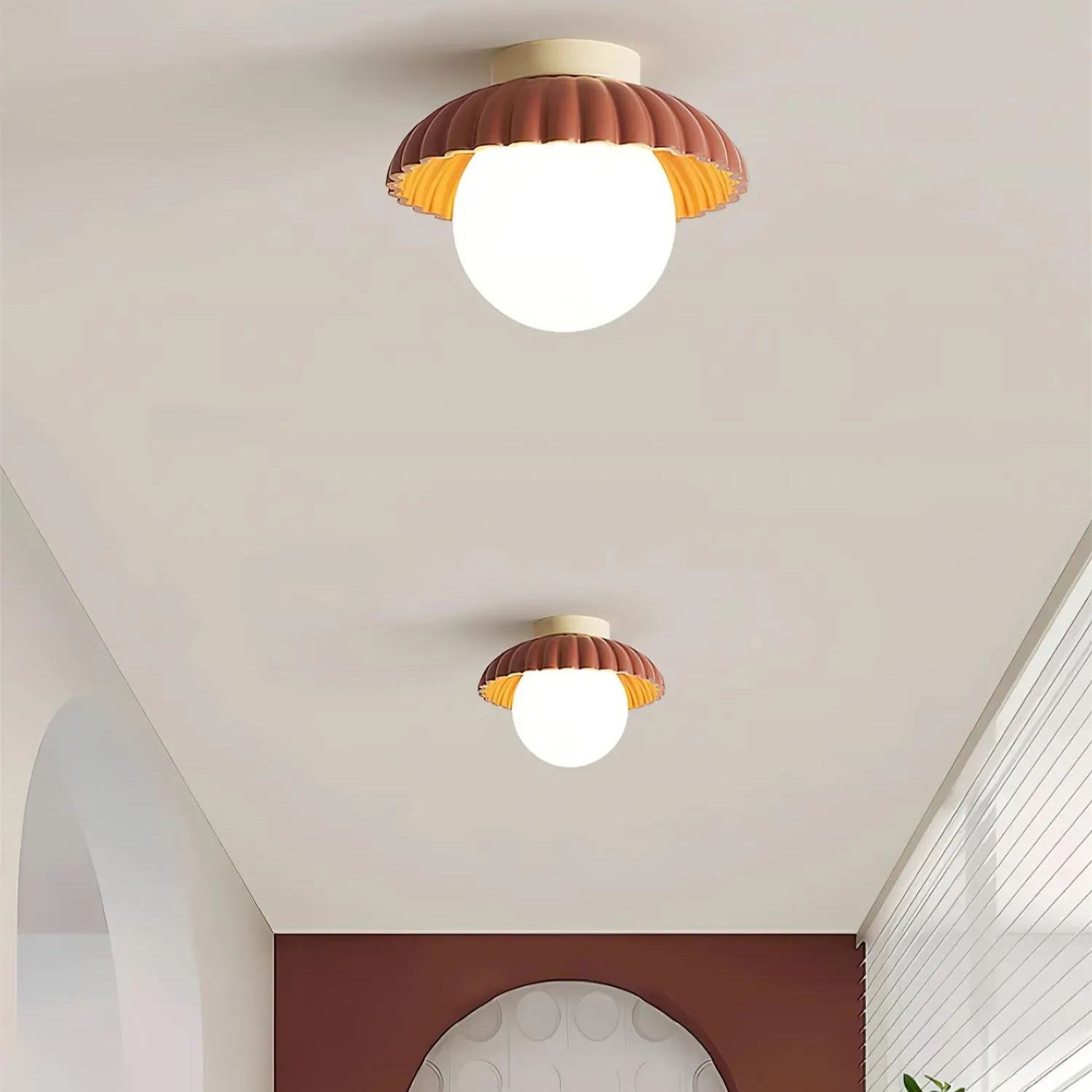 Hailie Vintage Brown Green Ceiling Light Bedroom Dining Room