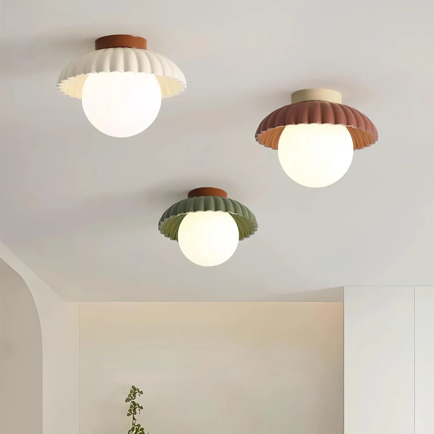 Hailie Vintage Brown Green Ceiling Light Bedroom Dining Room