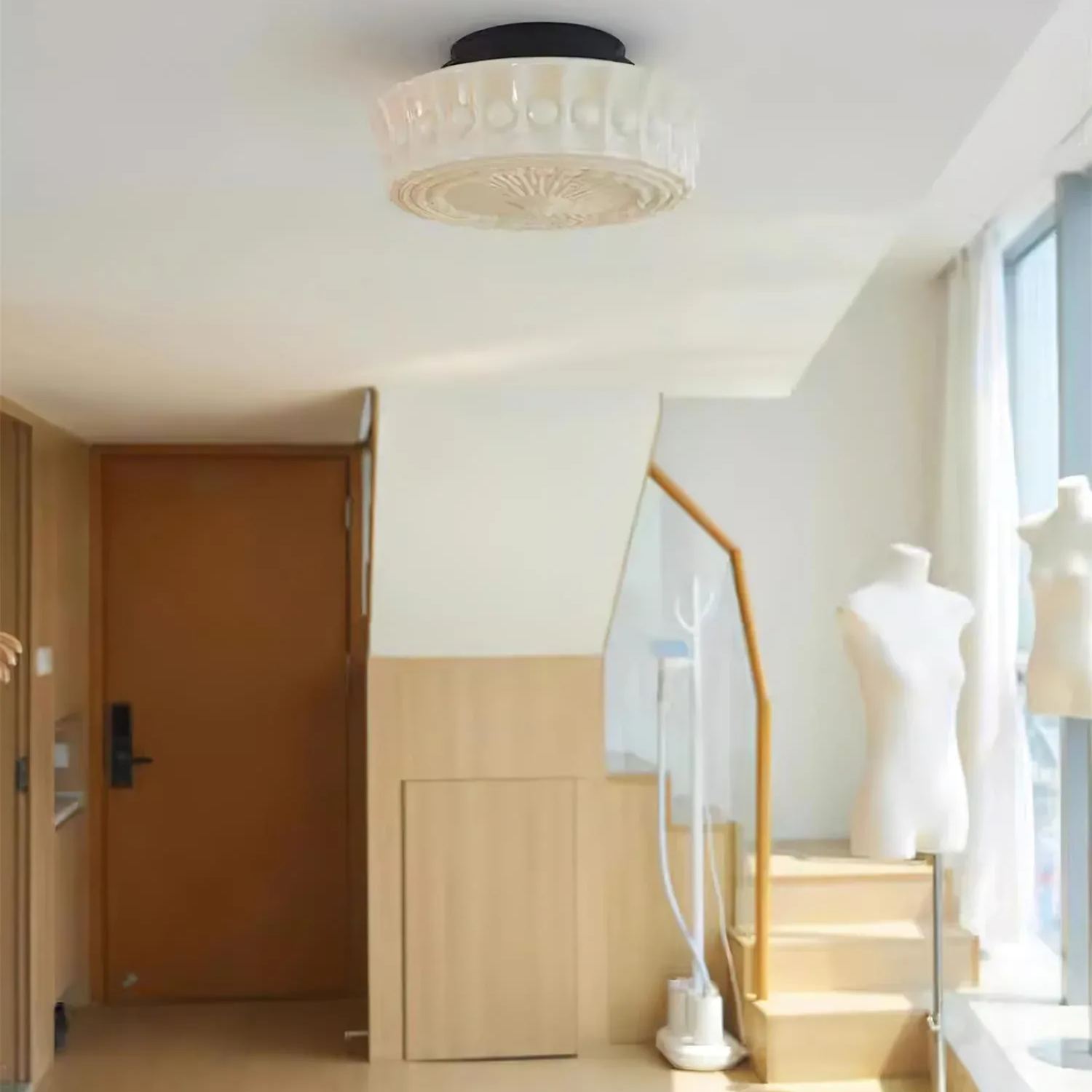 Quinn Nordic Beige White Ceiling Lamp Bedroom  Dining Room