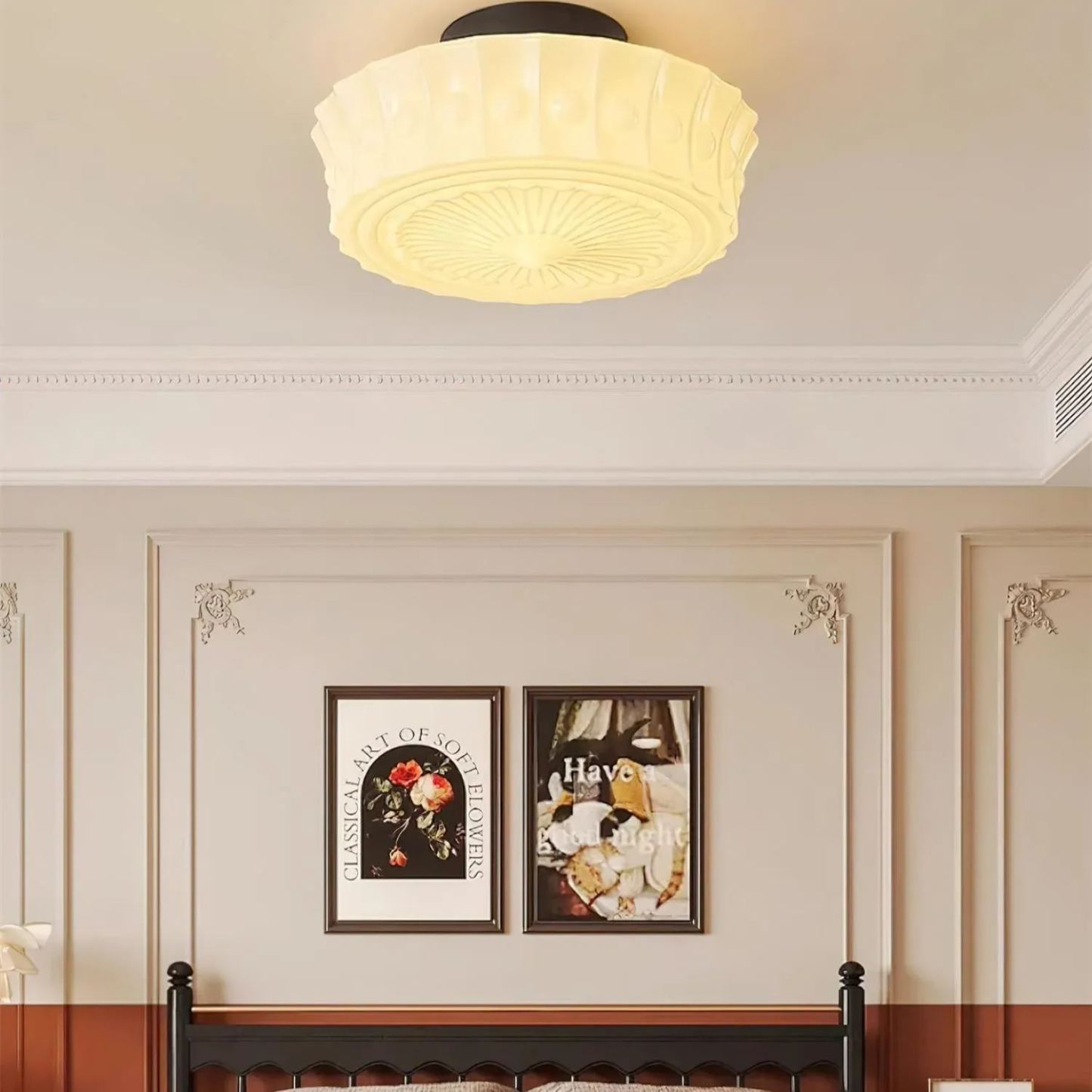 Quinn Nordic Beige White Ceiling Lamp Bedroom  Dining Room