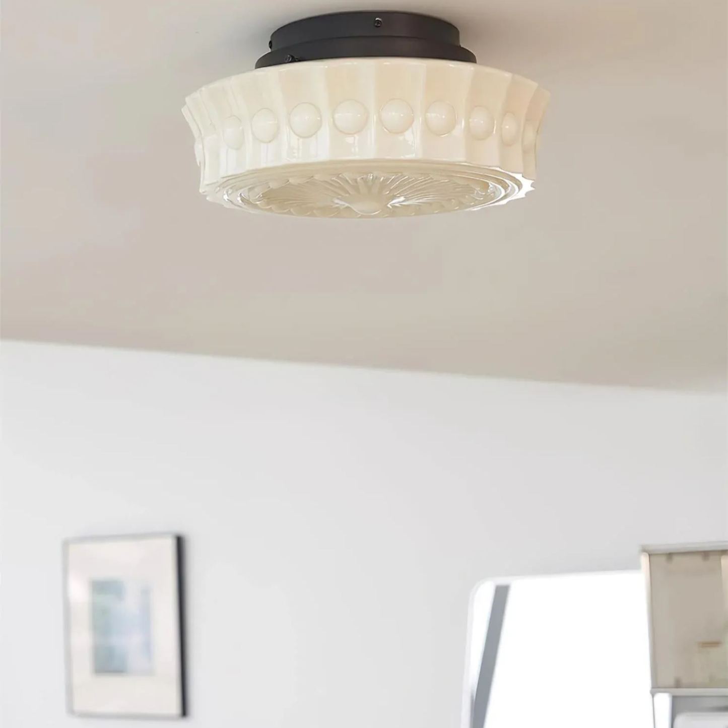 Quinn Nordic Beige White Ceiling Lamp Bedroom  Dining Room