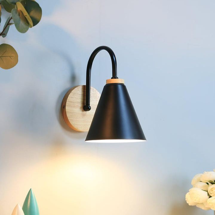 Ozawa Minimalisme Blanc Métal Bois Applique Murale Salle à Manger Chambre à Coucher