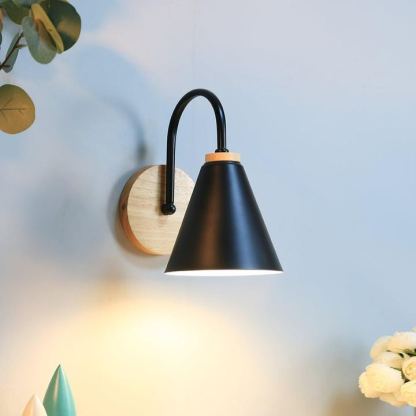 Ozawa Minimalisme Blanc Métal Bois Applique Murale Salle à Manger Chambre à Coucher