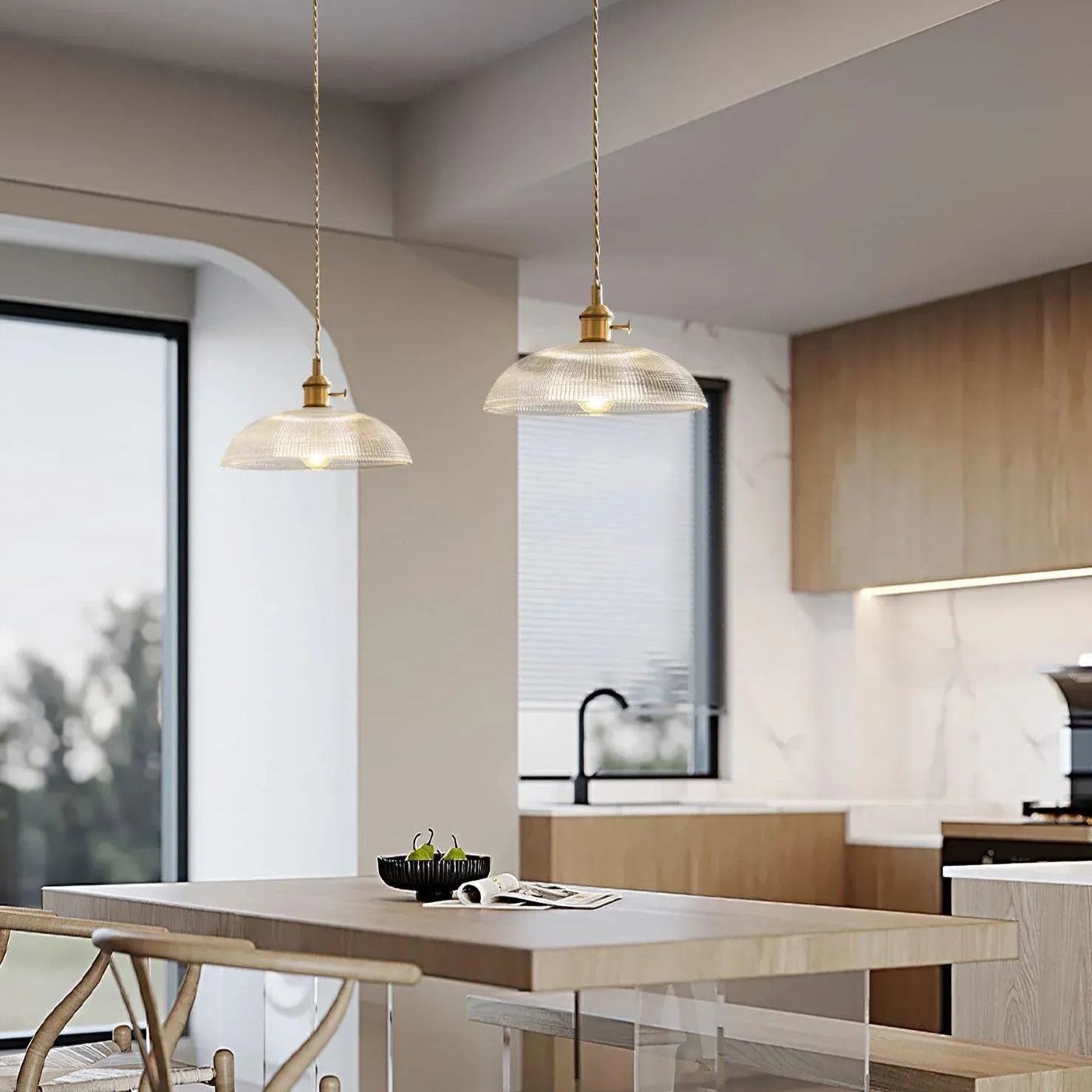 Hailie Moderne Métal Verre Opaque Suspensions Chambre à Coucher Salon