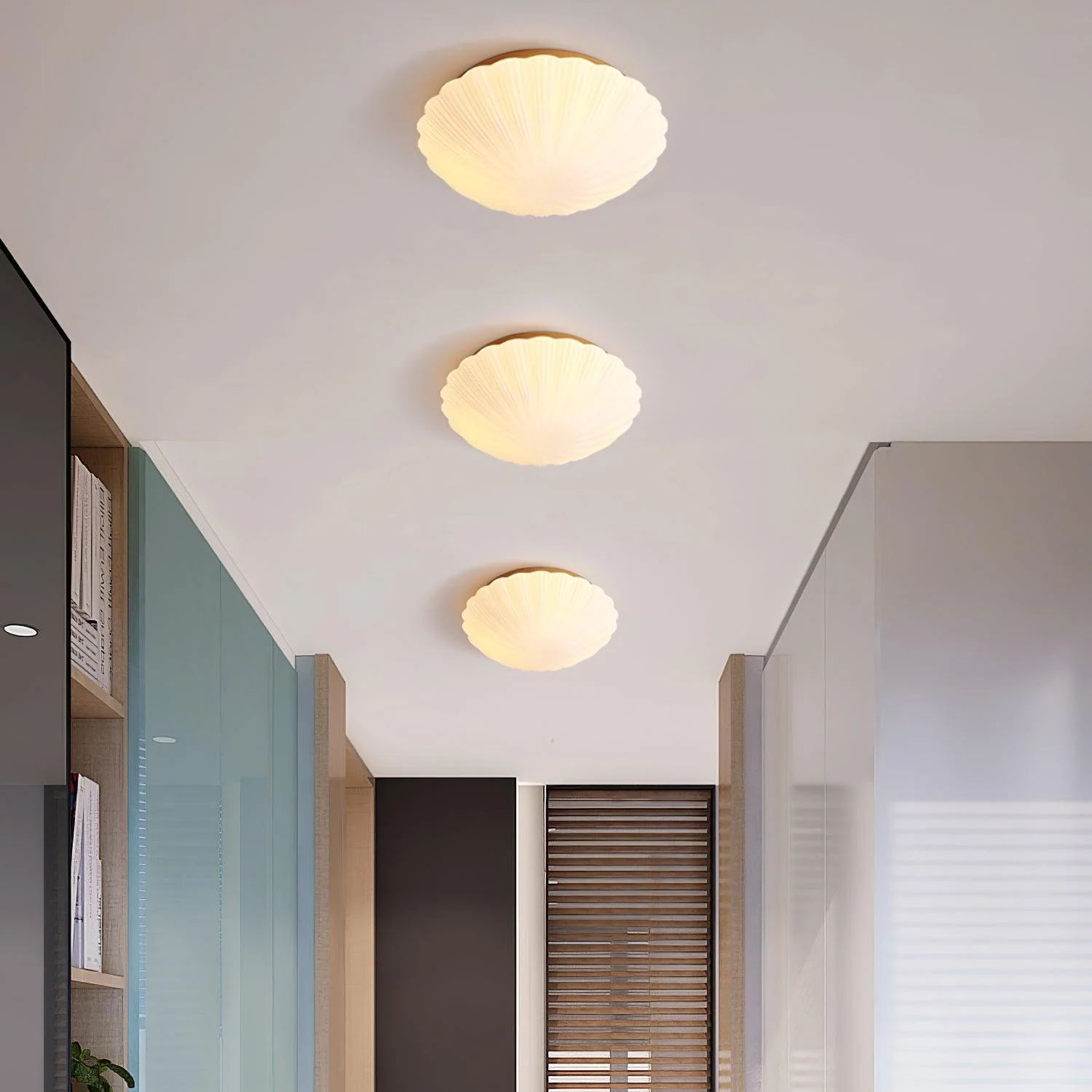 Quinn Moderne Urbain Coquillage Verre Plafonnier Chambre à Coucher Couloir