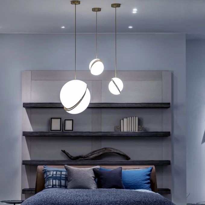 Hailie Métal Acrylique Laiton Blanc Suspensions Chambre à Coucher Salon
