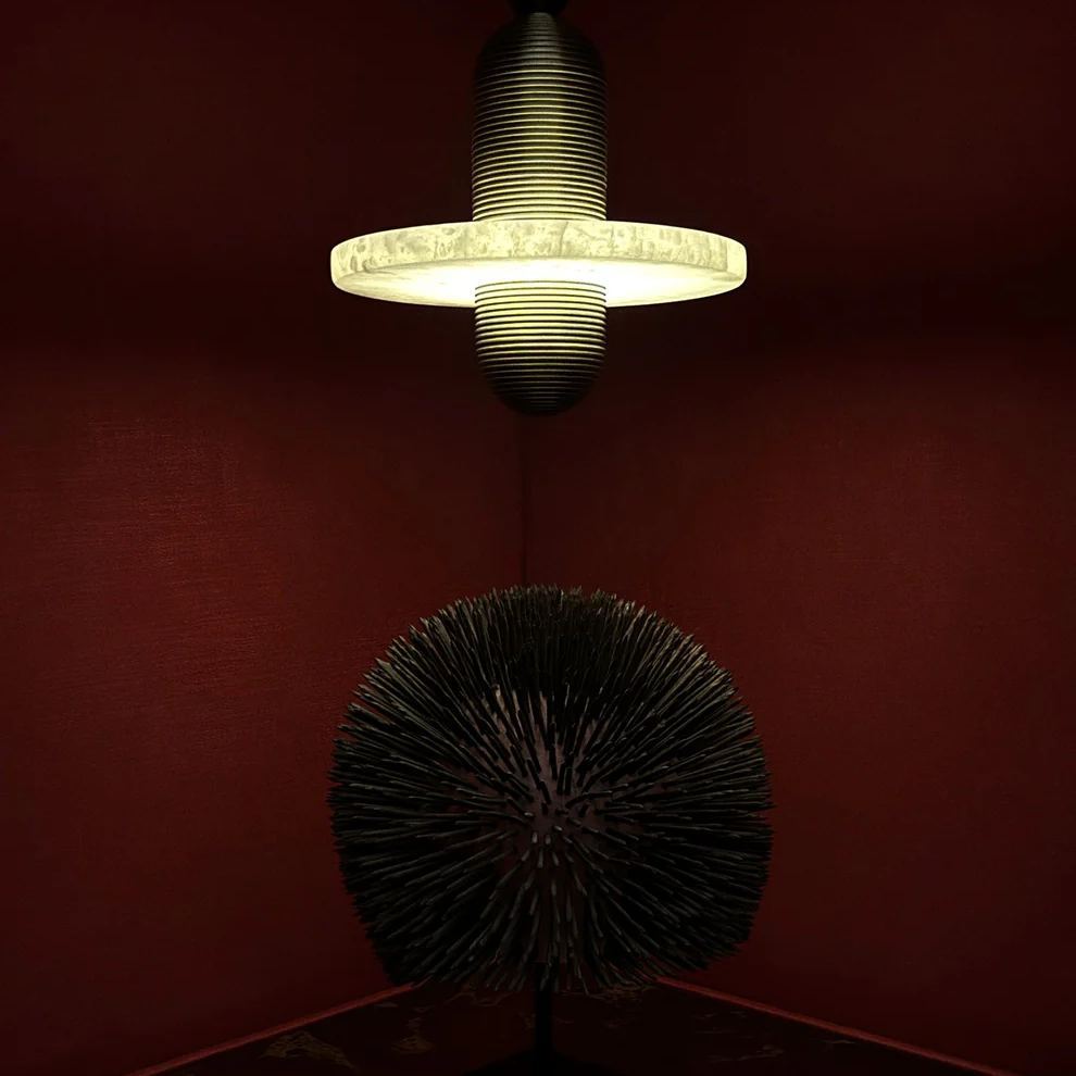 Jade Moderne Comète Rond Métal Albâtre Suspension Salle à Manger Salle de Bain