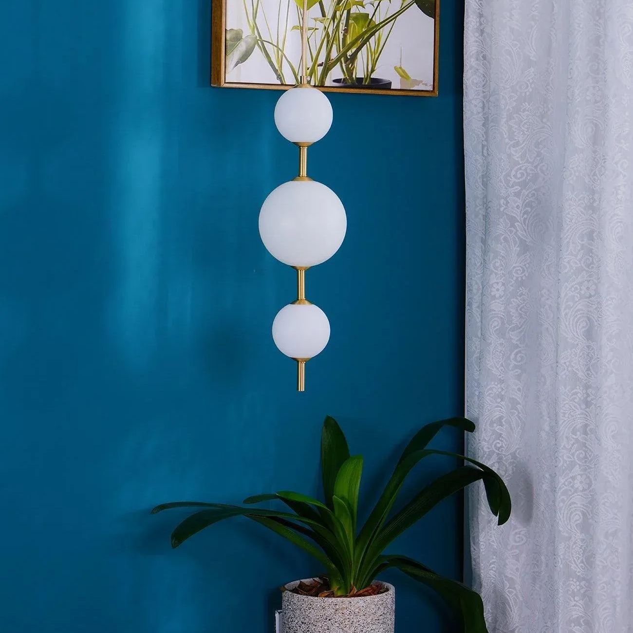 Edge Minimalisme Laiton Noir Métal Verre Suspensions Chambre à Coucher Salon