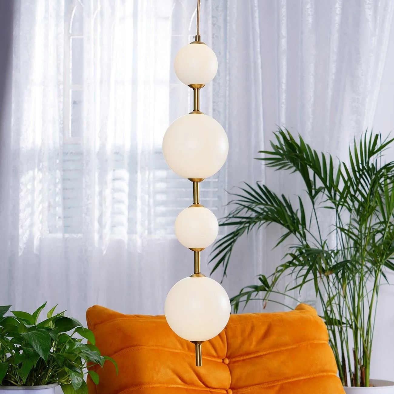 Edge Minimalisme Laiton Noir Métal Verre Suspensions Chambre à Coucher Salon