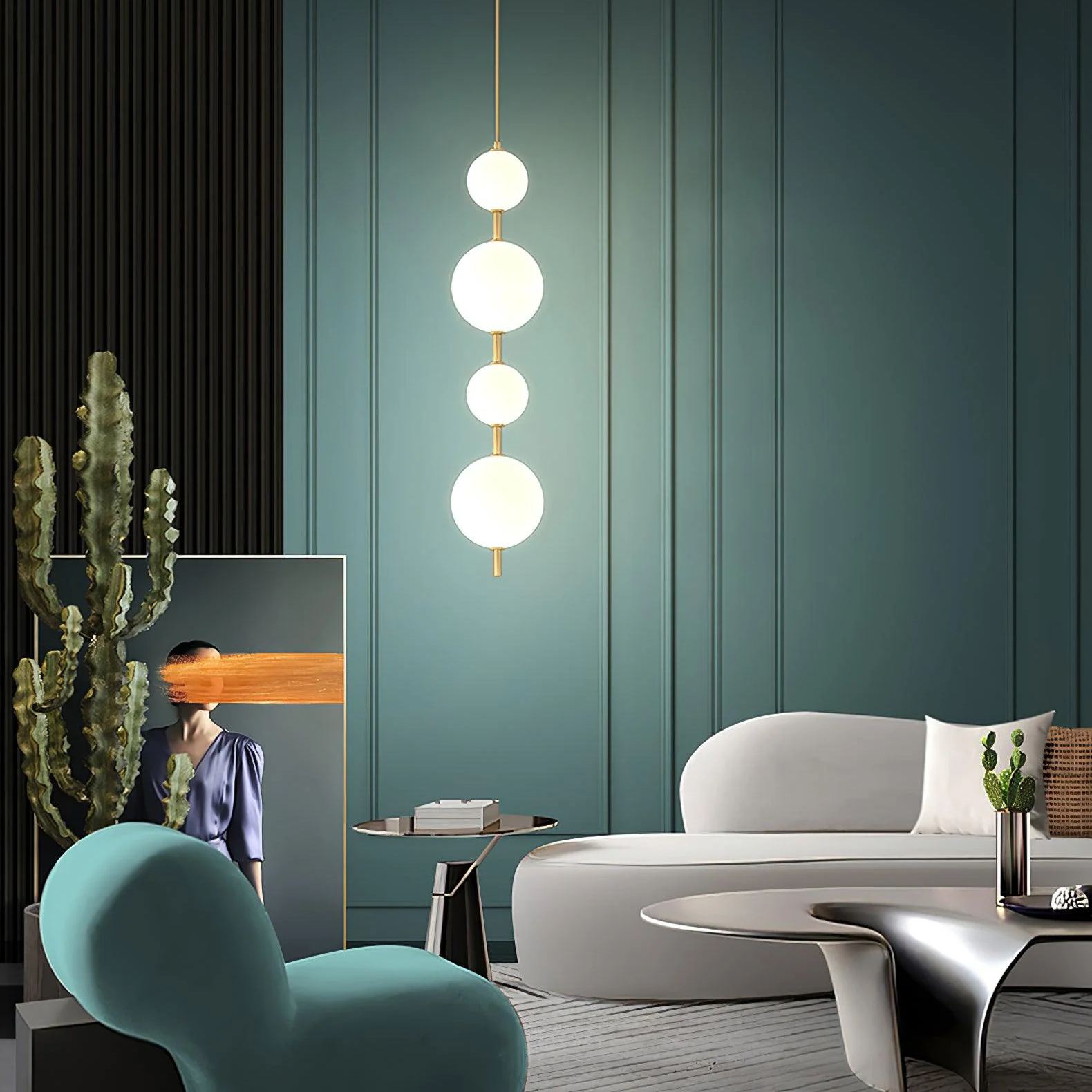 Edge Minimalisme Laiton Noir Métal Verre Suspensions Chambre à Coucher Salon