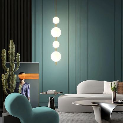 Edge Minimalisme Laiton Noir Métal Verre Suspensions Chambre à Coucher Salon