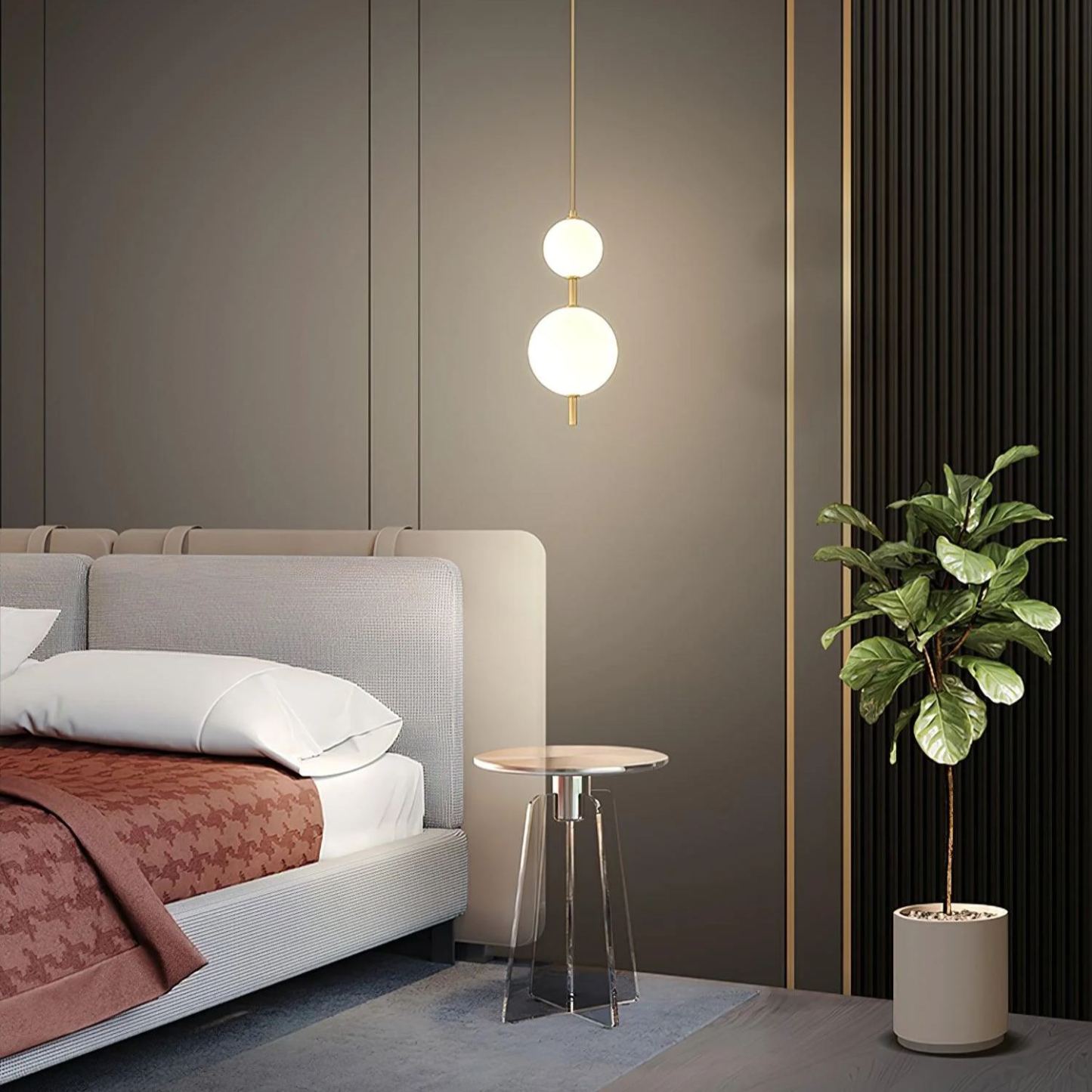 Edge Minimalisme Laiton Noir Métal Verre Suspensions Chambre à Coucher Salon