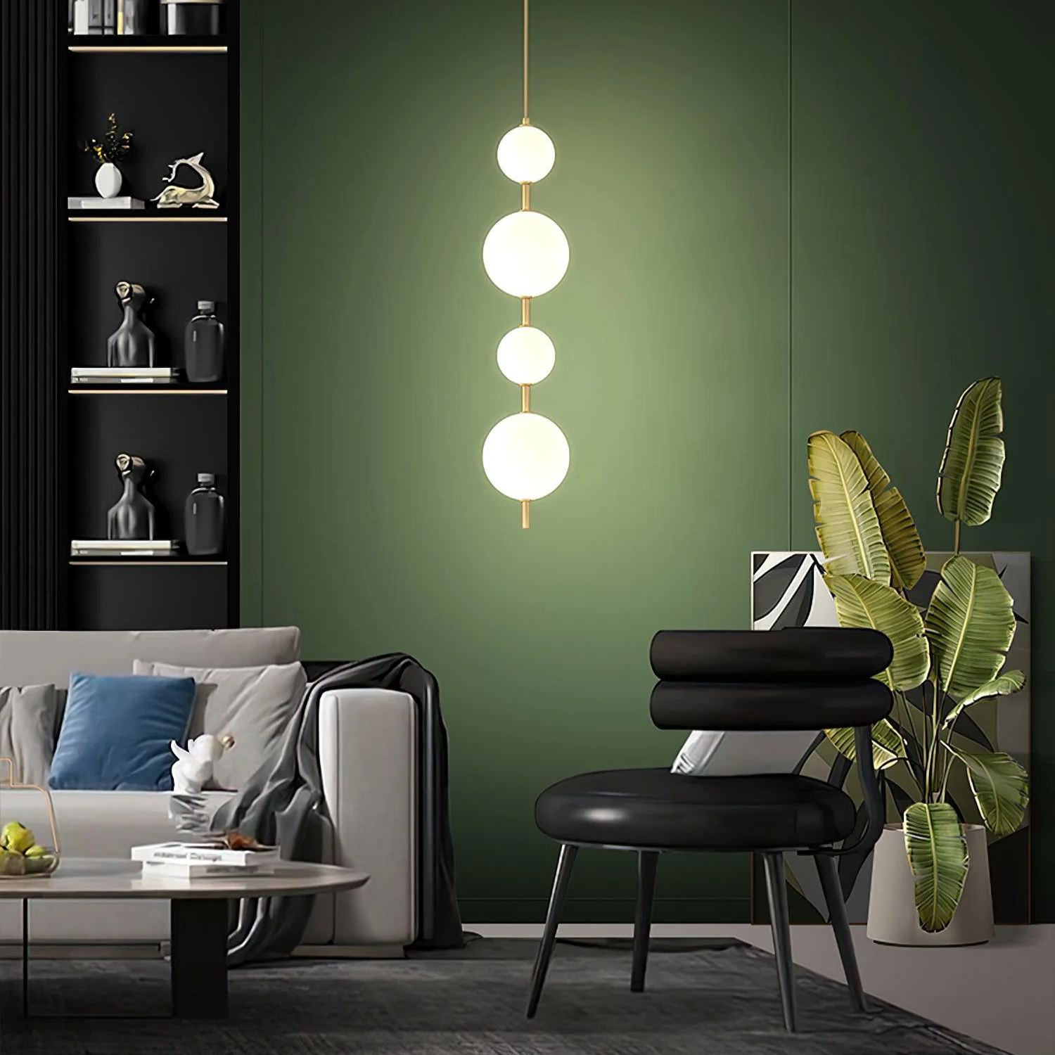 Edge Minimalisme Laiton Noir Métal Verre Suspensions Chambre à Coucher Salon