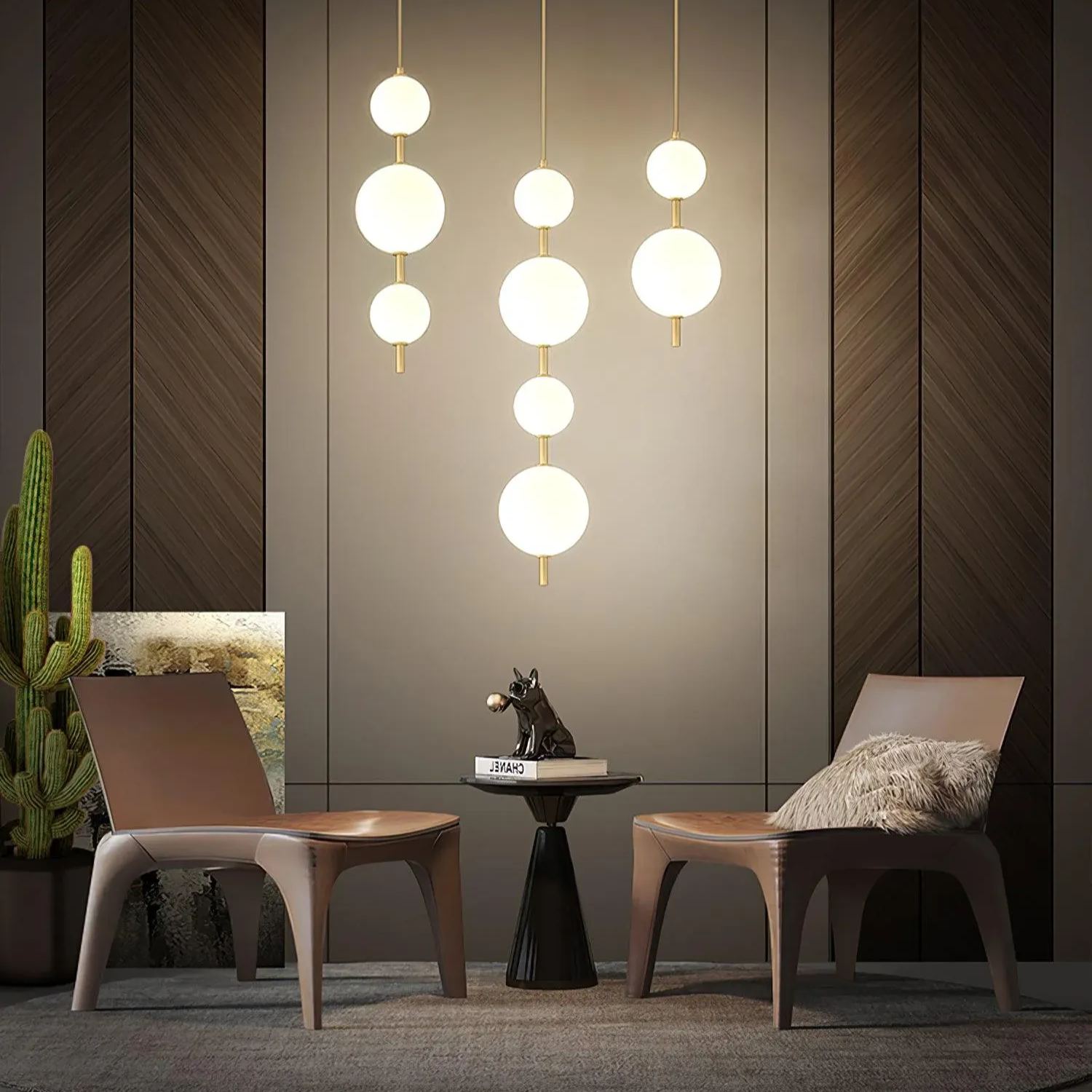 Edge Minimalisme Laiton Noir Métal Verre Suspensions Chambre à Coucher Salon