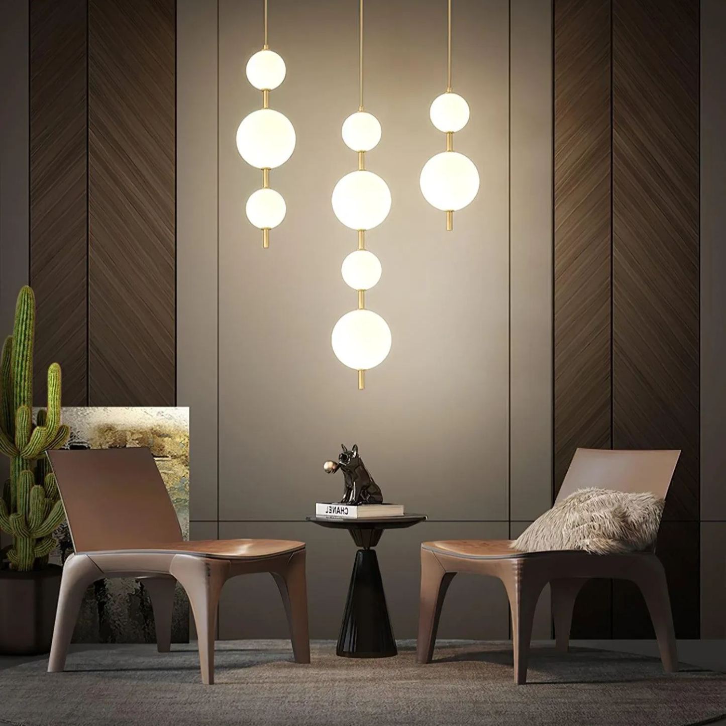 Edge Minimalisme Laiton Noir Métal Verre Suspensions Chambre à Coucher Salon