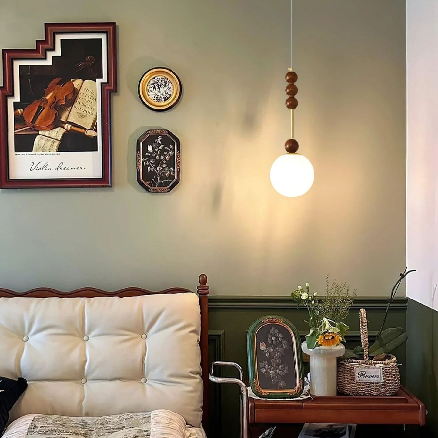 Hailie Minimalisme Métal Verre Bois Suspensions Chambre à Coucher Salon