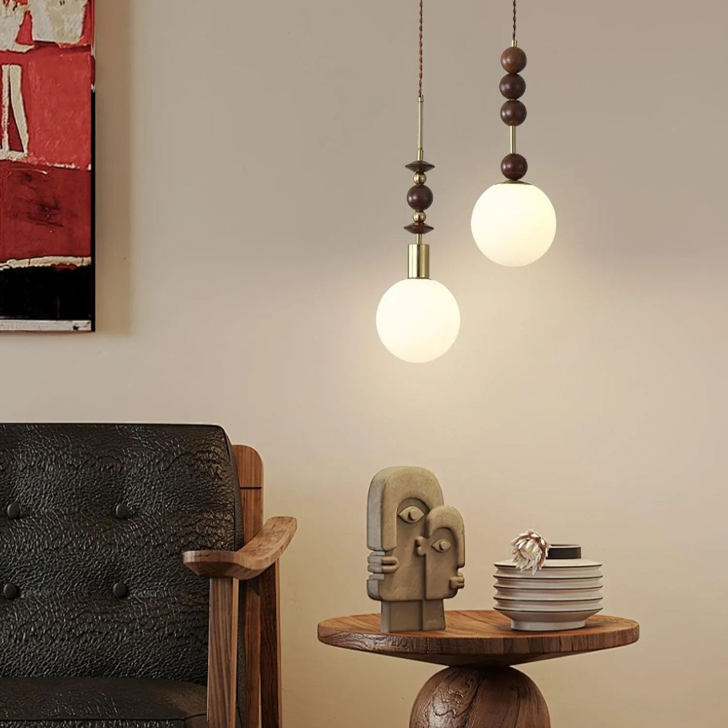 Hailie Minimalisme Métal Verre Bois Suspensions Chambre à Coucher Salon