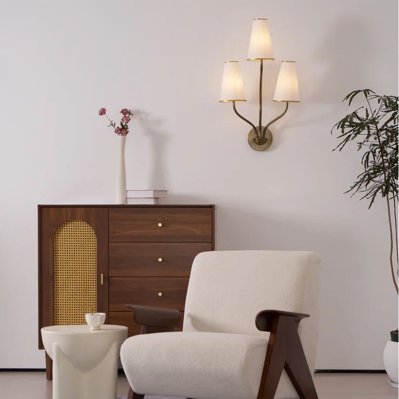 Alessio Vintage Classique Laiton Tissu Applique Murale Chambre Couloir Salon