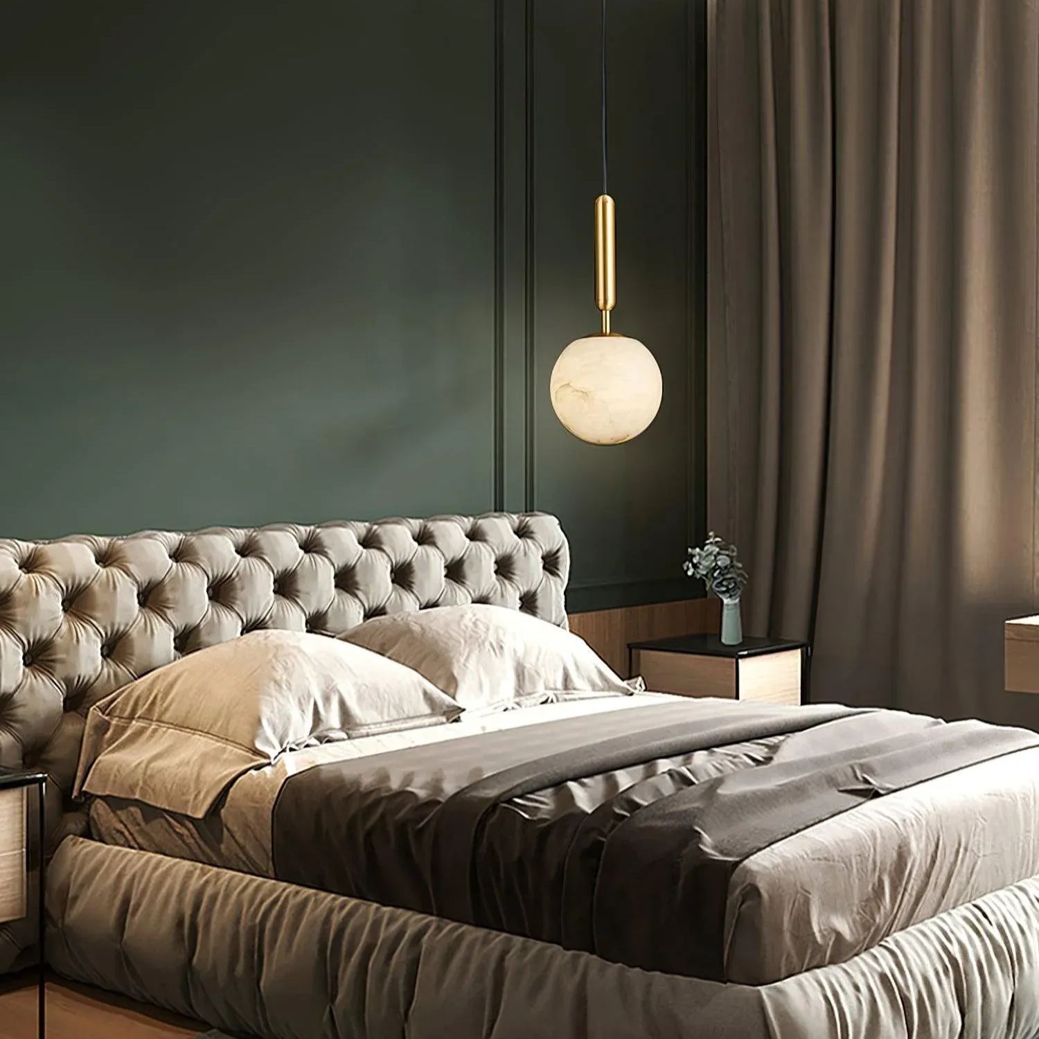 Jade Minimalisme Métal Albâtre Suspensions Chambre à Coucher Salon