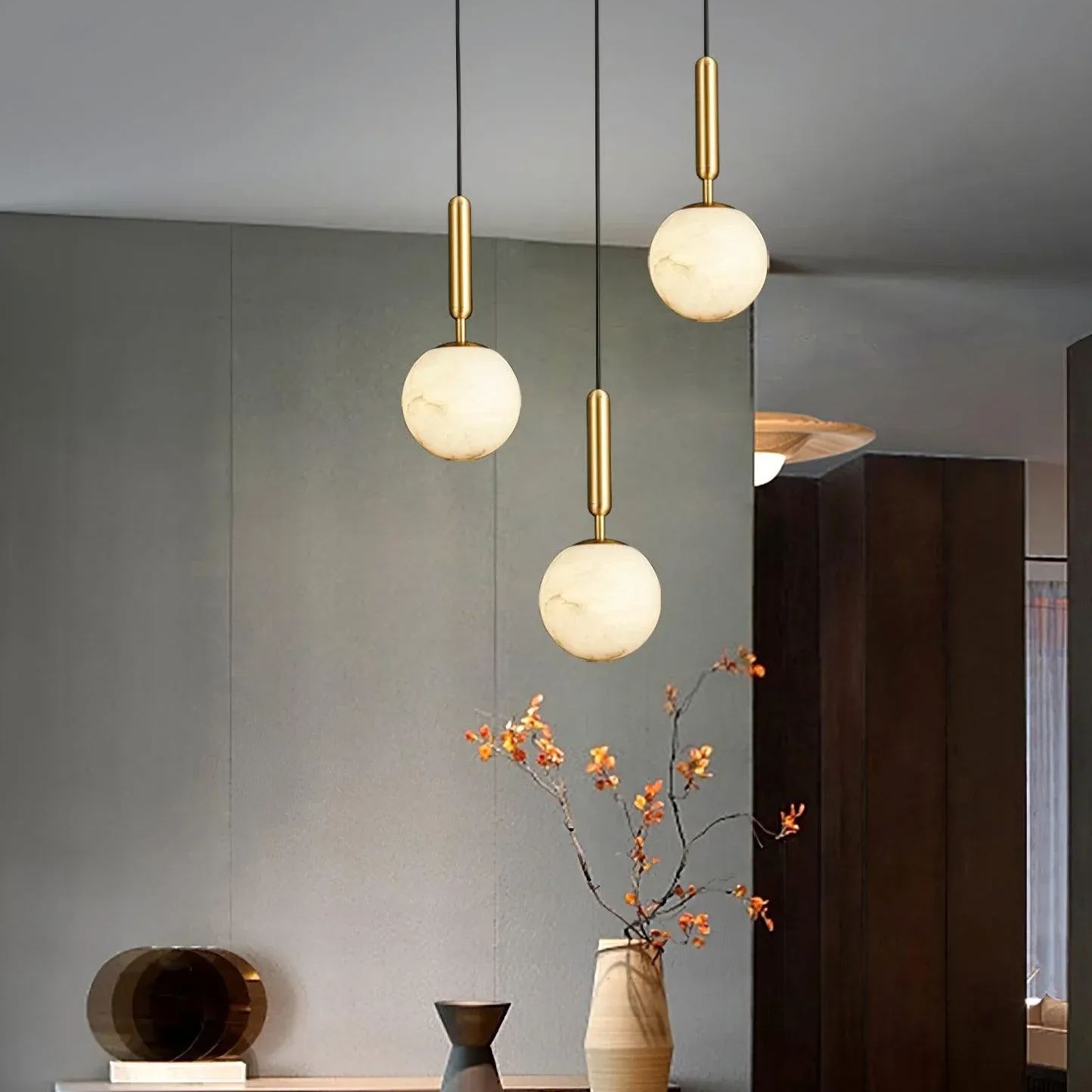 Jade Minimalisme Métal Albâtre Suspensions Chambre à Coucher Salon