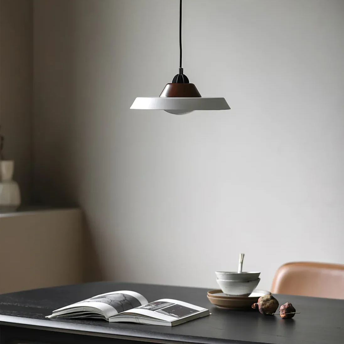 Valentina Vintage Rond Bois Métal Suspension Salle à Manger