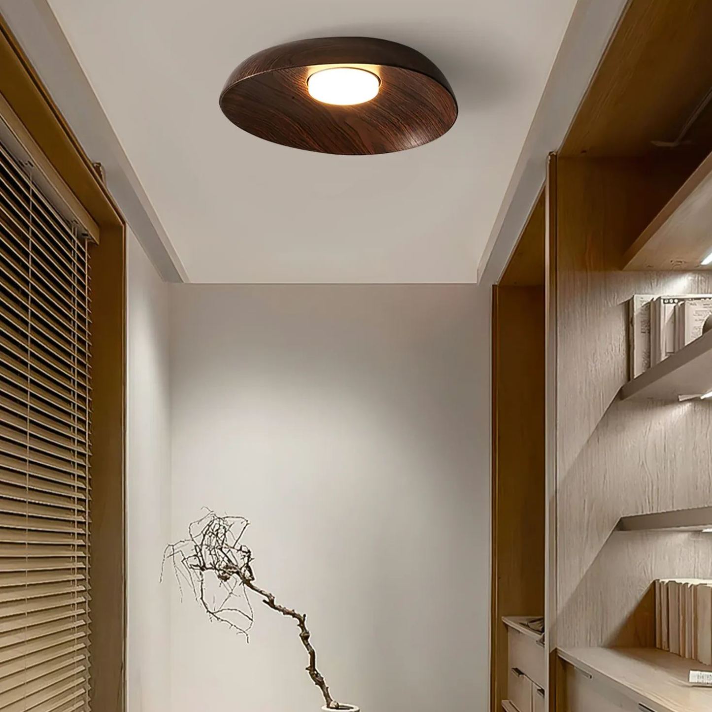 Muto Moderne Rond Bois Plafonnier Chambre Couloir Salon