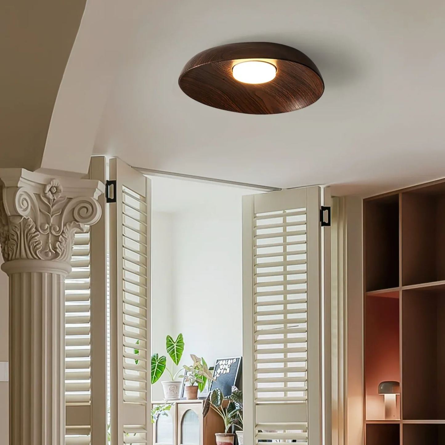 Muto Moderne Rond Bois Plafonnier Chambre Couloir Salon