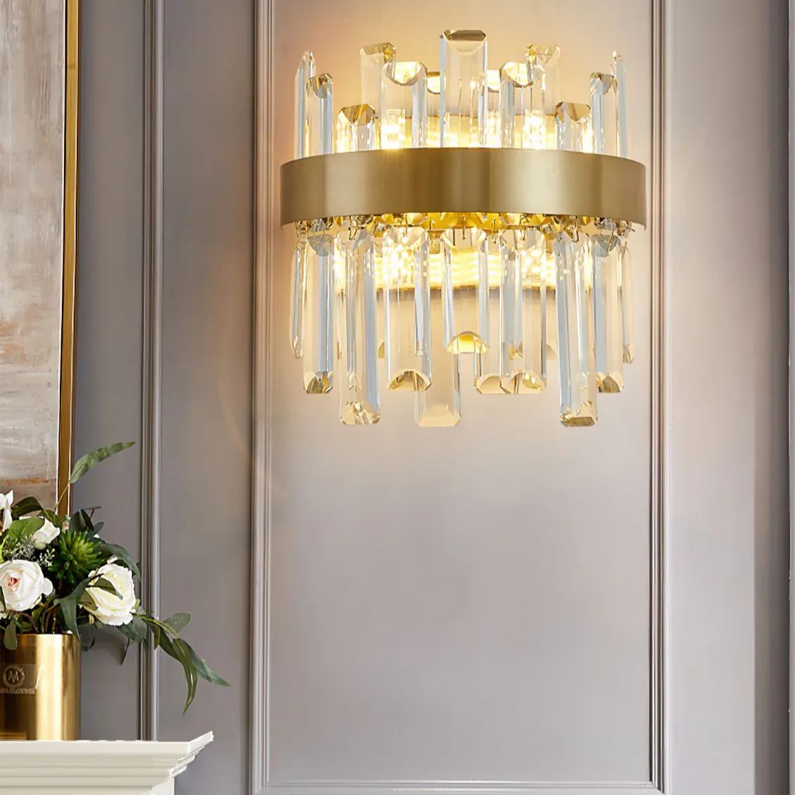 Herbert Classique Urbain Cristal Métal Applique Murale Chambre Salle à Manger