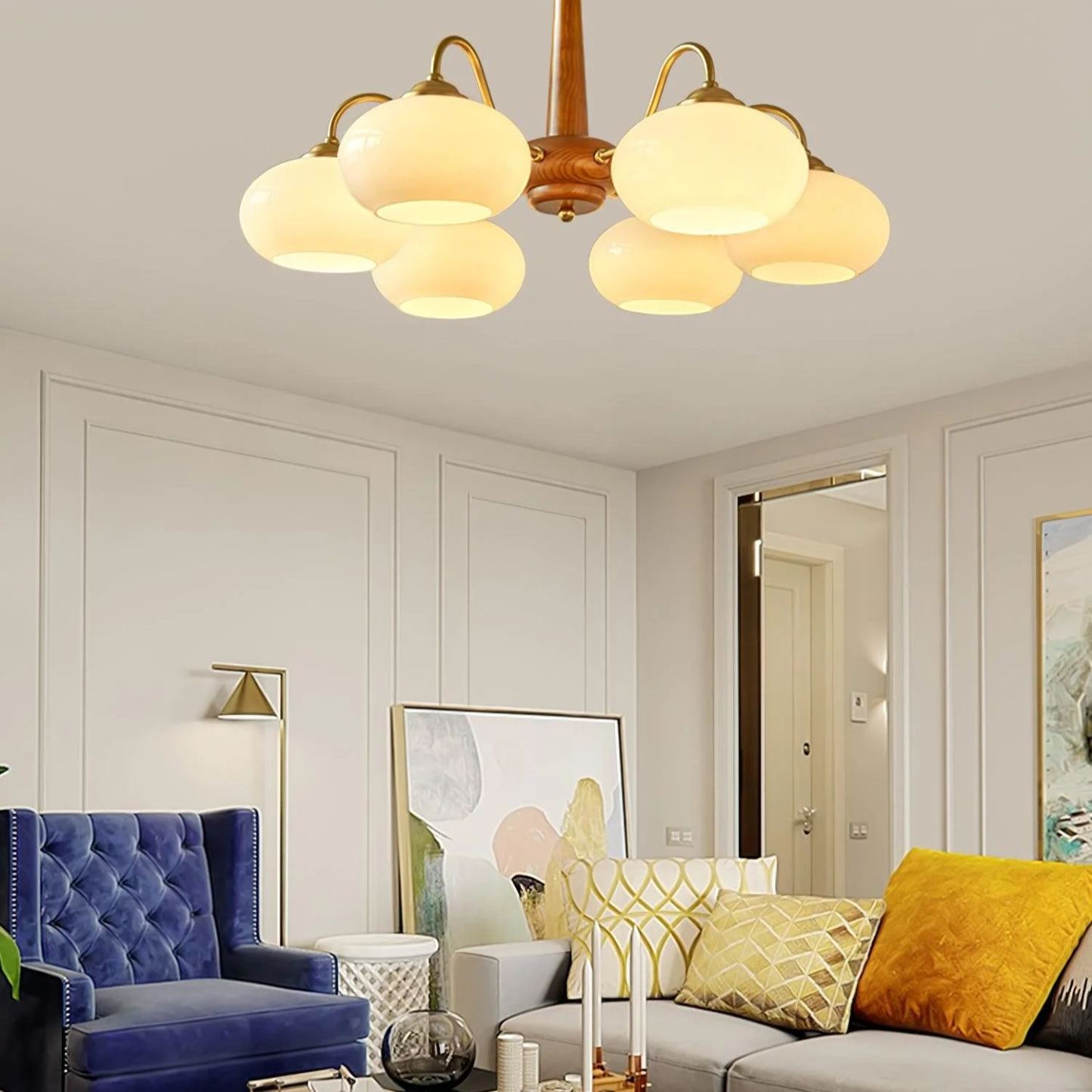 Valentina Ancien Bois Verre Lustres Nuances Salon Salle à Manger