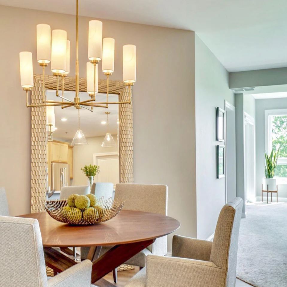 Alessio Modern Classical Brass Fabric Chandelier Shades Living Dining Room