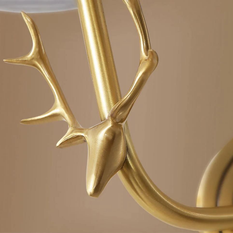 Alessio Vintage Brass Deer Head Fabric Wall Light Bedroom Hallway