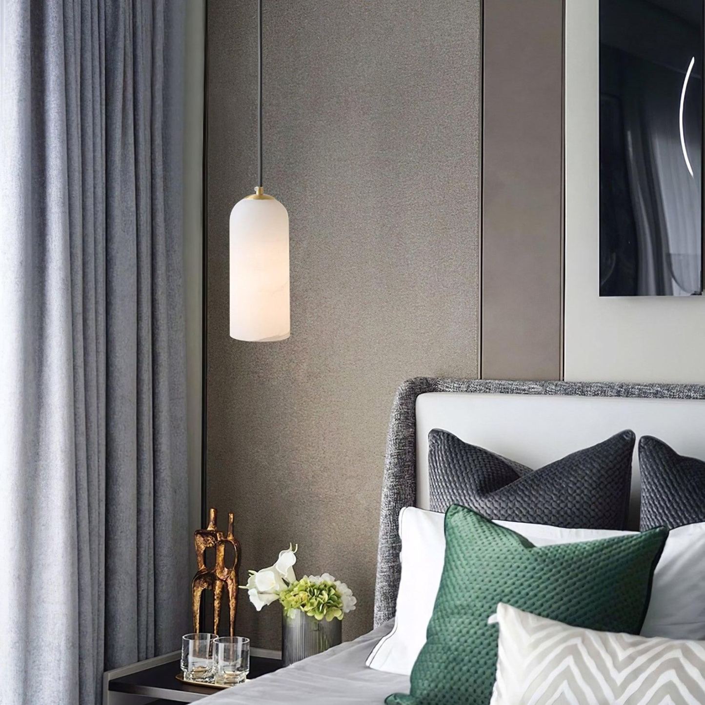 Jade Minimalisme Métal Albâtre Suspensions Chambre à Coucher Salon