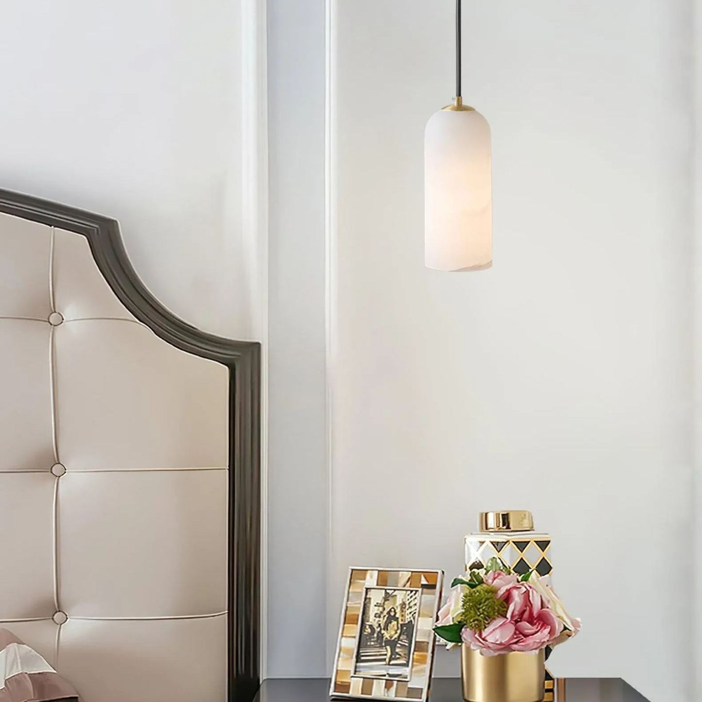 Jade Minimalisme Métal Albâtre Suspensions Chambre à Coucher Salon