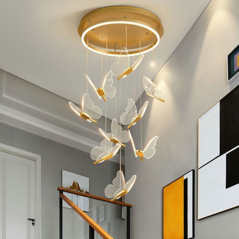 Olivia Moderne LED Suspension Doré Métal/Acrylique Salon Chambre à coucher